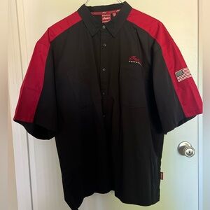 New Indian Motorcycle Men's Black and Red Casual Button Down Shirt